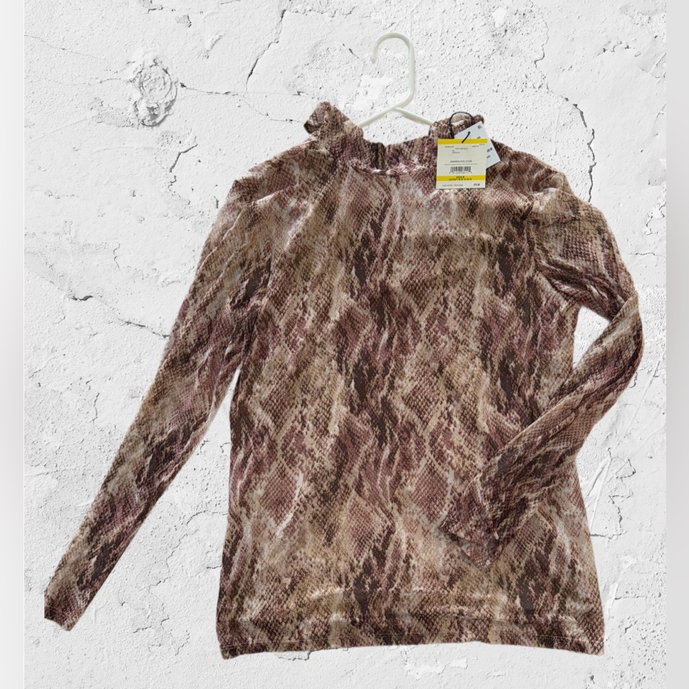 Anne Klein Snakeskin Print Long Sleeve Top